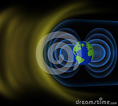 the magnetosphere deflecting solar wind and radiation from the Sun Stock Photo